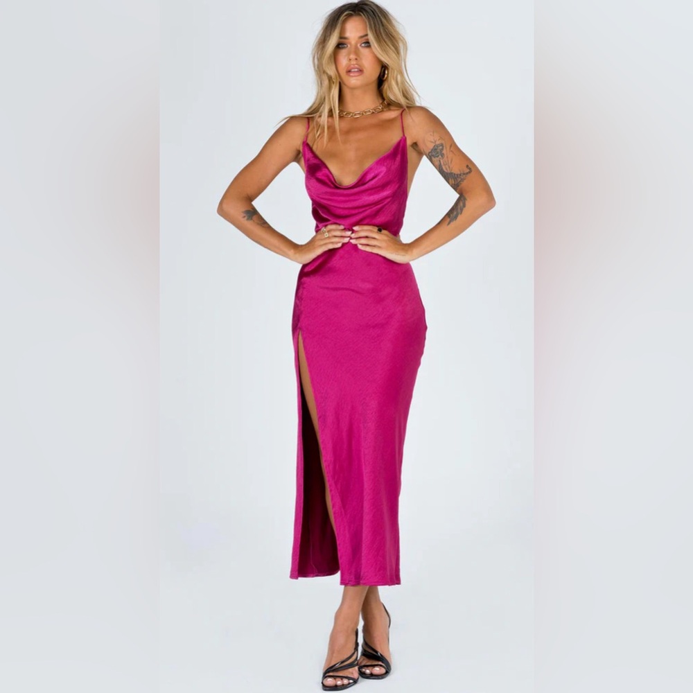 Princess Polly Lioness Walk The Line Maxi Dress Magenta NWT (Size 4)